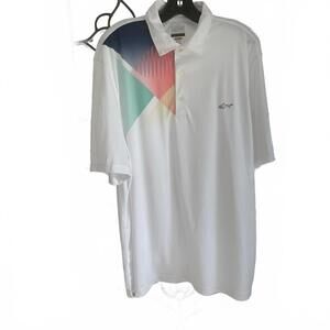 🎉Last chance🎉Greg Norman Dry Golf Polo Shirt White Multicolor Geometrics - XL